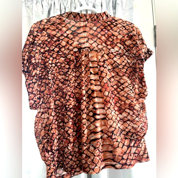 Blouse snake  print , light material , brown tones/ black - Picture 3 of 3